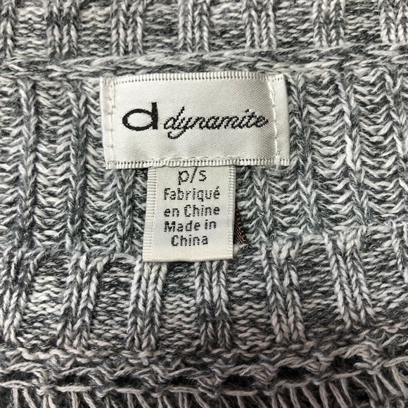 𝅺Dynamite Heathered Grey Loose Crocheted Knit Sweater - Picture 3 of 10